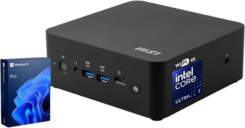 Cubi NUC AI+ Business Mini Desktop, Intel Core Ultra 7 258V, 115 Tops AI Copilot+ PC, 32GB LPDDR5X, 1TB SSD, huella digital, soporte 3 pantallas 4K, Thunderbolt 4, HDMI, LAN dual, Wi-Fi 6E, Win 11 Pro
