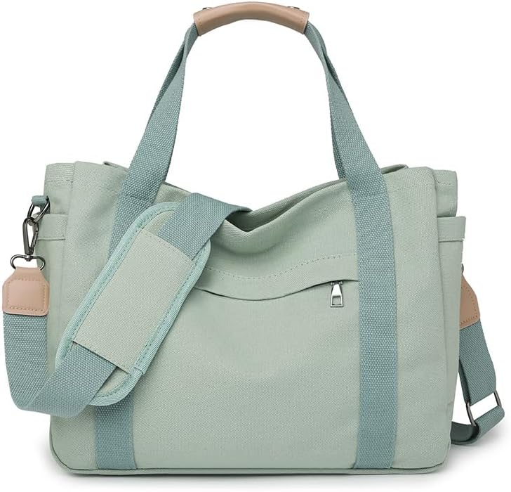 Canvas Crossbody Tote Bag for Women Laptop Work Handbag Shoulder Messenger Bag Travel Cute Aesthetic Tote Bag Purse