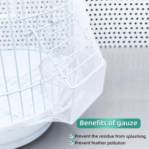 Image of Bird Cage Seed Catcher, Seed Catcher Guard Net Cover, Parrot Nylon Mesh Net Cover, Universal Soft Airy Cage Net Stretchy Skirt for Round Square Cages (Solid-White, 15.7 inch x87 inch)