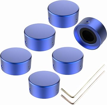 Aluminum Guitar Pedal Footswitch Toppers w/ 3 Set Screws Non-Slip, Barefoot-Friendly Solutek Buttons Blue, V1 for 3/8" 10mm Switch