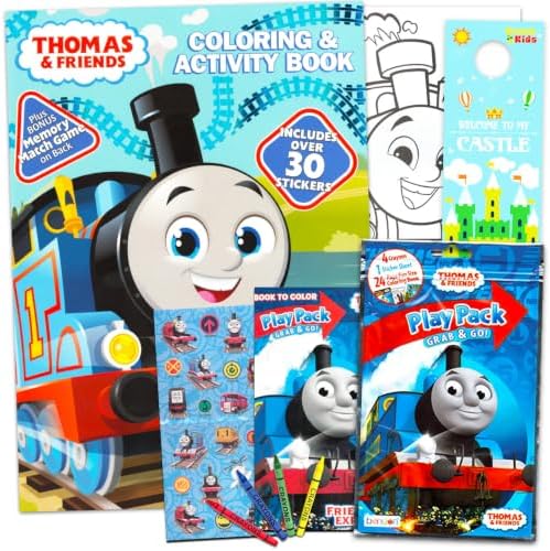 Thomas the Train Coloring Book for Kids Ages 4-8 - Bundle with Thomas Coloring Pages, Activities, Games Plus Stickers, More | Train Activity Book Set for Boys image 5