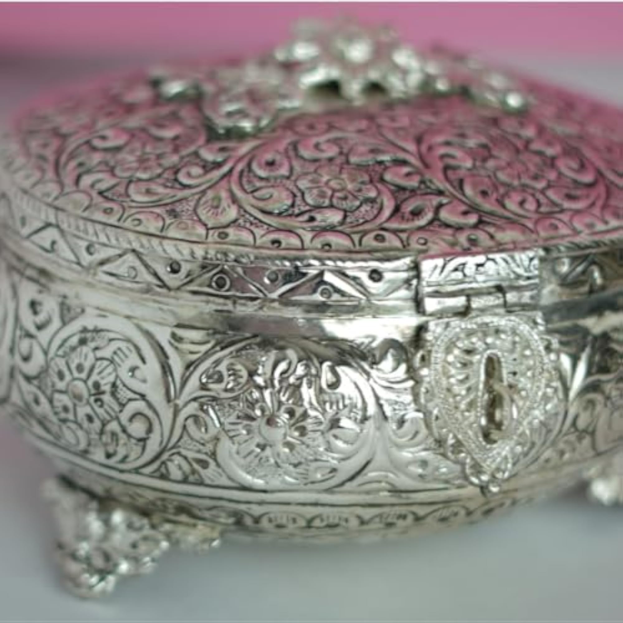 D ARTS German Silver Handengraved Peacock Boxes