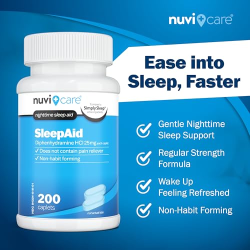 Nighttime Sleep Aid with Diphenhydramine HCl 25 mg - Non Habit Forming Regular Strength Sleeping Pills for Adults - Does Not Contain Pain Reliever - OTC Sleep Aids for Adults (200 Caplets) - Image 3