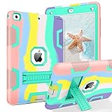 BENTOBEN iPad 6th Generation Case, iPad 5th Generation Case, 3 in 1 Hybrid Heavy Duty Rugged Kids Friendly Shockproof Kickstand Sturdy Protective Tablet Cover Case for iPad 9.7 inch 2018/2017, Rainbow