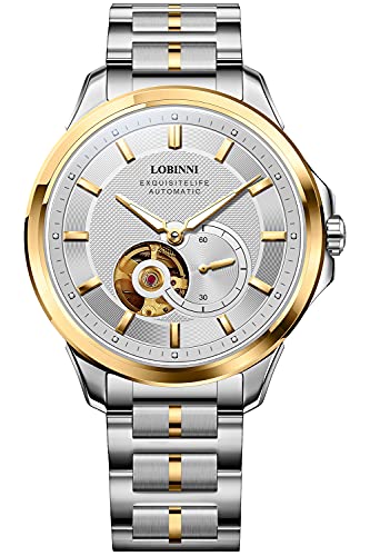 LOBINNI Men's Golden Dress Mechanical Automatic Calendar Luxury Analog Watch