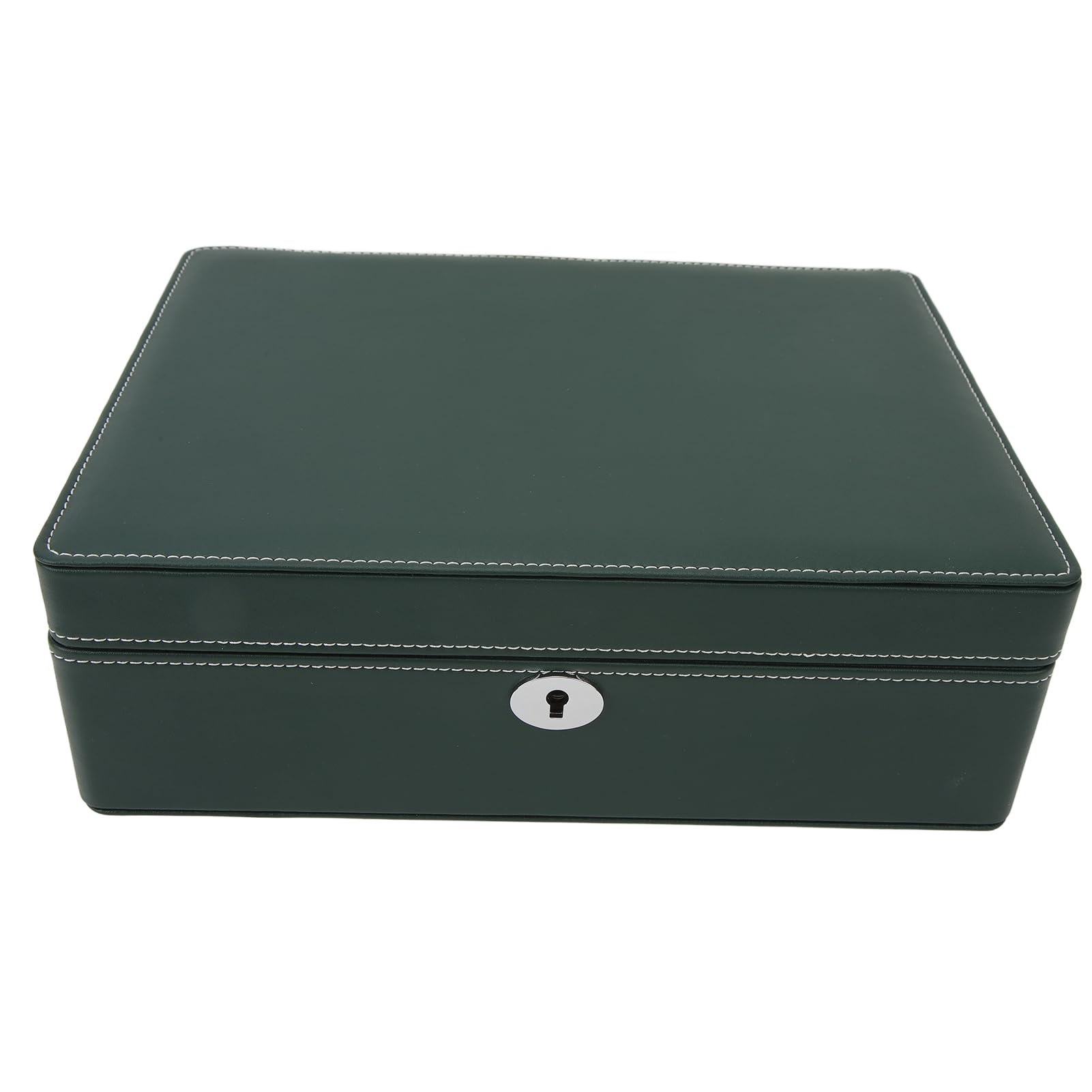 Scatola Porta Orologi da Uomo in Pelle Sintetica Verde Organizzatore di Lusso a 8 Slot con Coperchio in Vetro con Chiusura a Chiave Espositore Vassoio per Gioielli