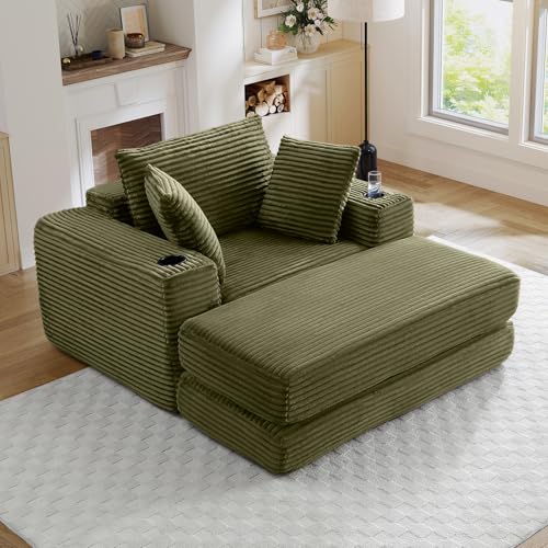 Oversized Corduroy Chaise Lounge Chair