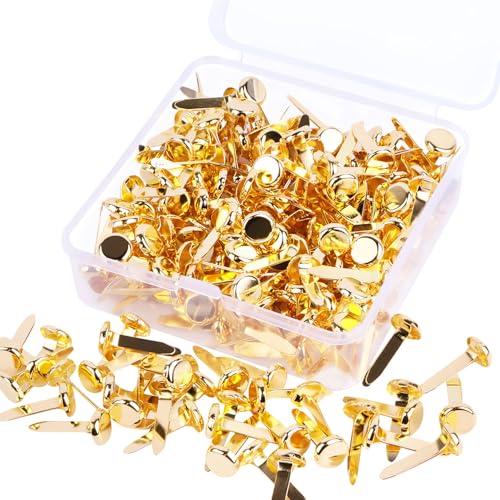 Nuyoah Clips para bolsas doradas, minipinzas redondas, 100 unidades, de metal, 8 x 18 mm, para escuela, oficina, papel, manualidades, manualidades