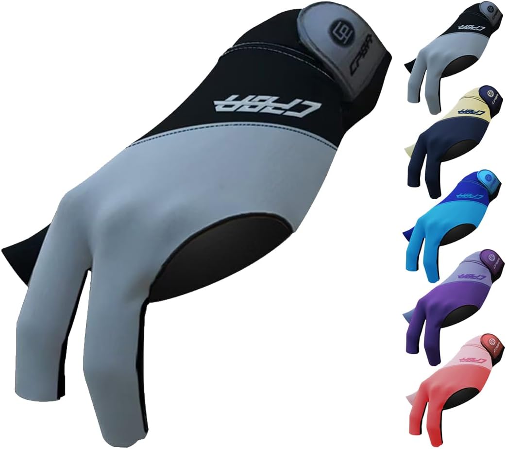 CPBA Billiards Glove 3 Finger Pool Glove for Left Hand, Durable Double Stitched, Snooker Cue Sport Glove Popular Sizes for Men & Women
