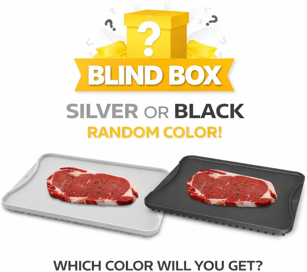 Aluminum Defrosting Tray for Frozen Meat - Random Silver or Black Defrosting Tray, Fast Thawing Plate for Meat, Fish & Poultry