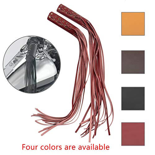 Leather Grip Covers,Motorcycle Hand Grips Leather Tassel Fringe Cover 22/25mm for Cruiser Chopper Bobber Chief Classic universal - Thumbnail 2