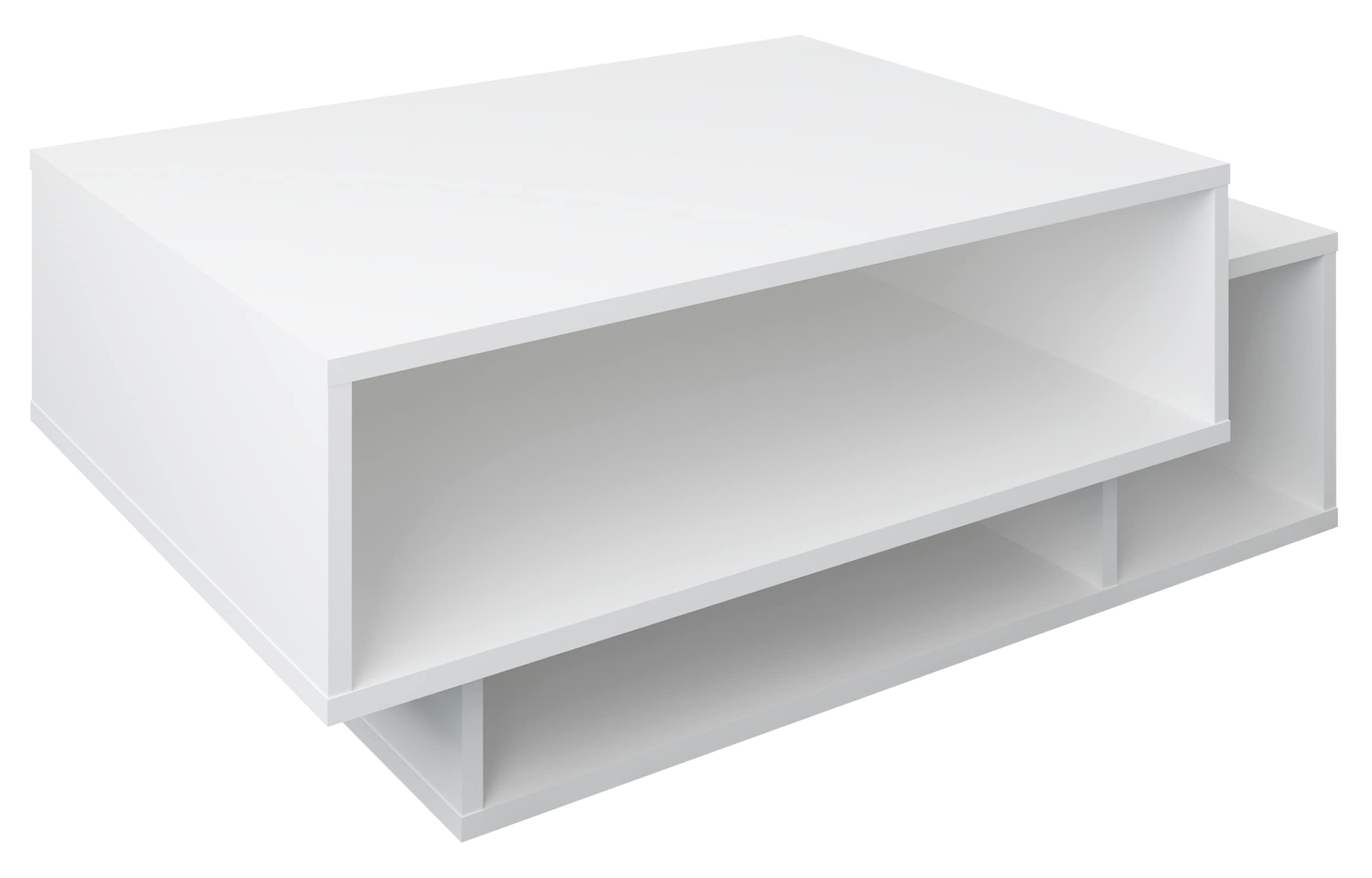 VCM Holz Couchtisch | Sofatisch mit ausreichend Stauraum | Maße ca. H. 35 x B. 88 x T. 50 cm | Wohnzimmertisch - Runila Weiß