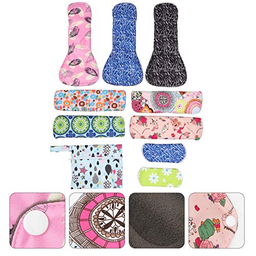 EXCEART 9Pcs Absrventes Higiênics Absrvíveis Laváveis ??Absrventes Menstruais de BamCm Blsa de Armaz
