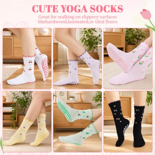Image of Pilates Grip Yoga Socks for Women Cute Non Slip Socks