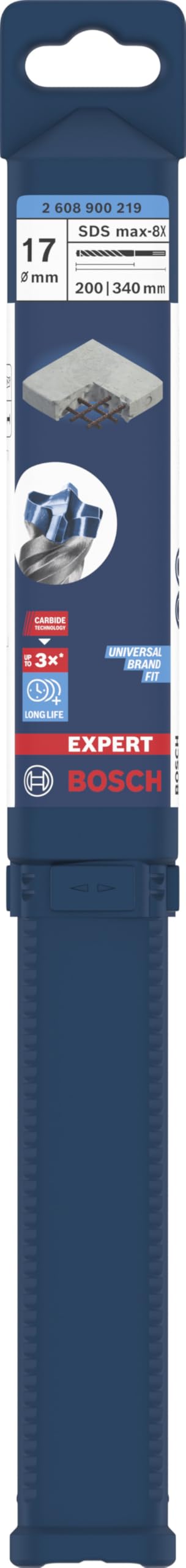 Bosch 1x Punta per martelli EXPERT SDS max-8X (per Pietra morbida, Pietra dura, Ø 17,00 mm, Professional Accessorio Martello perforatore)