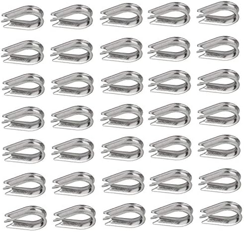HoLeis 40 PCS M5 304 Stainless Steel Thimble for 5/32" - 3/16" Diameter Wire Rope Cable Thimbles Rigging