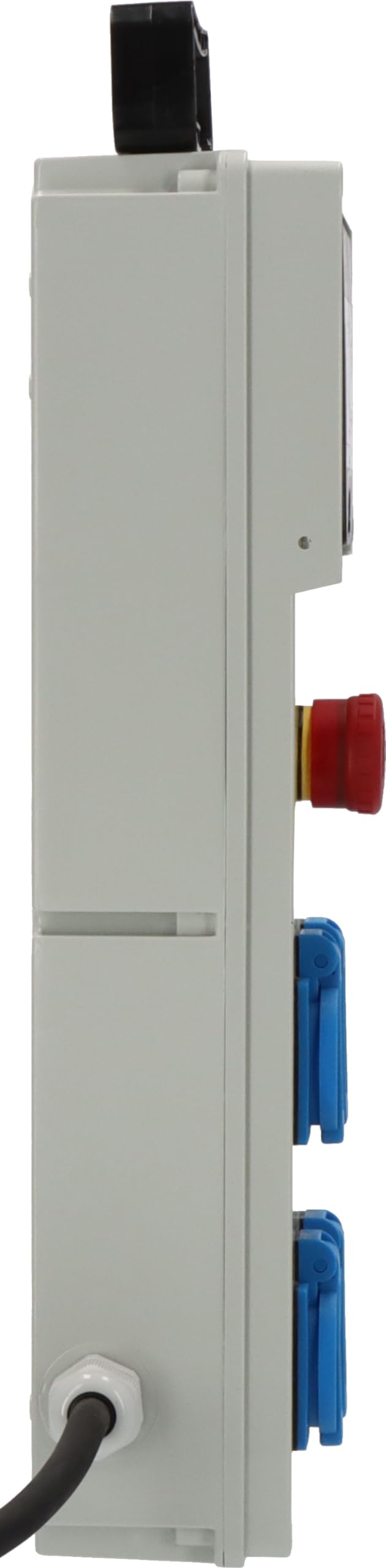 Brennenstuhl Coffret de Chantier BD 4M/16/AU, avec 4 Prises à clapet et 2m de câble (IP44, disjoncteur différentiel, Bouton d'arrêt d'urgence) 1154911 Gris