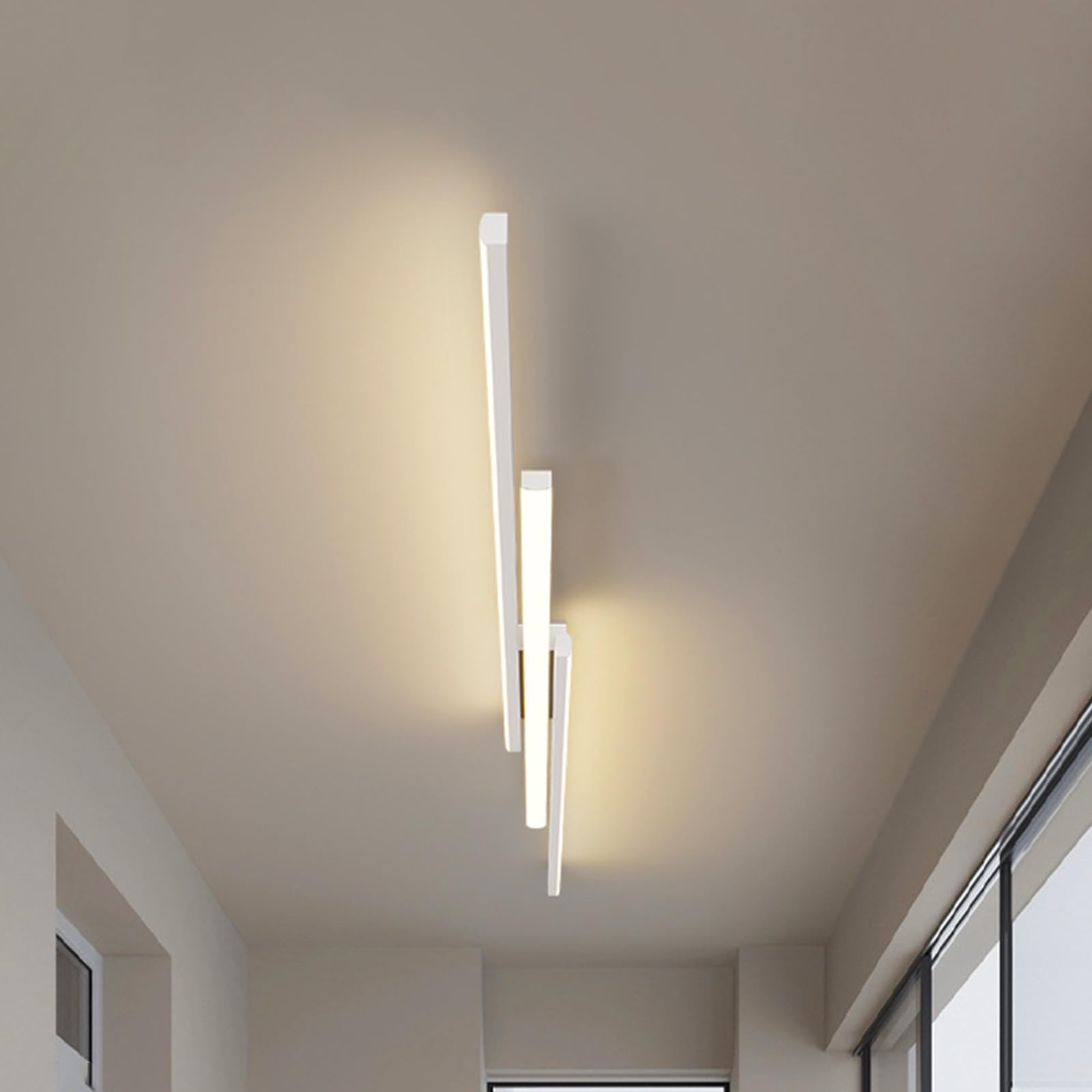 Lámpara de techo rectangular largo con luces LED integradas de ambiente para decoración 8