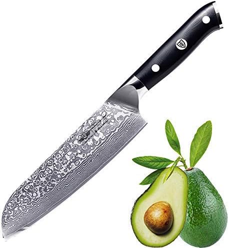 Kitchen Emperor Santoku Knife, Damascus Kitchen Knife, Professional Chef Knife with Comfortable G10 Handle Full Tang