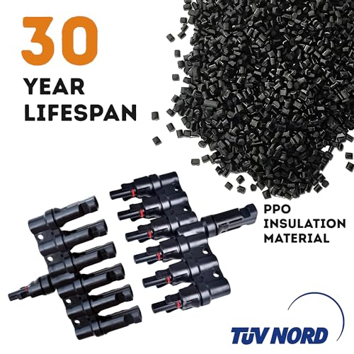 XYRIS Solar Connectors T Branch 1 to 6 for Solar Panels, Solar String Splitter/Joiner (M/FFFFFF+F/MMMMMM 1 Pair)