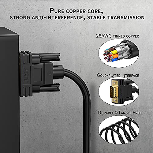 Juxinice Db9 Cable Female To Female Rs232 Serial Cable 6 Foot Double Shielded With Foil & Metal Braided，Gold Plated D-Sub 9 Pin Serial Cable Rs485 Cable-Black 6Ft #TOP4