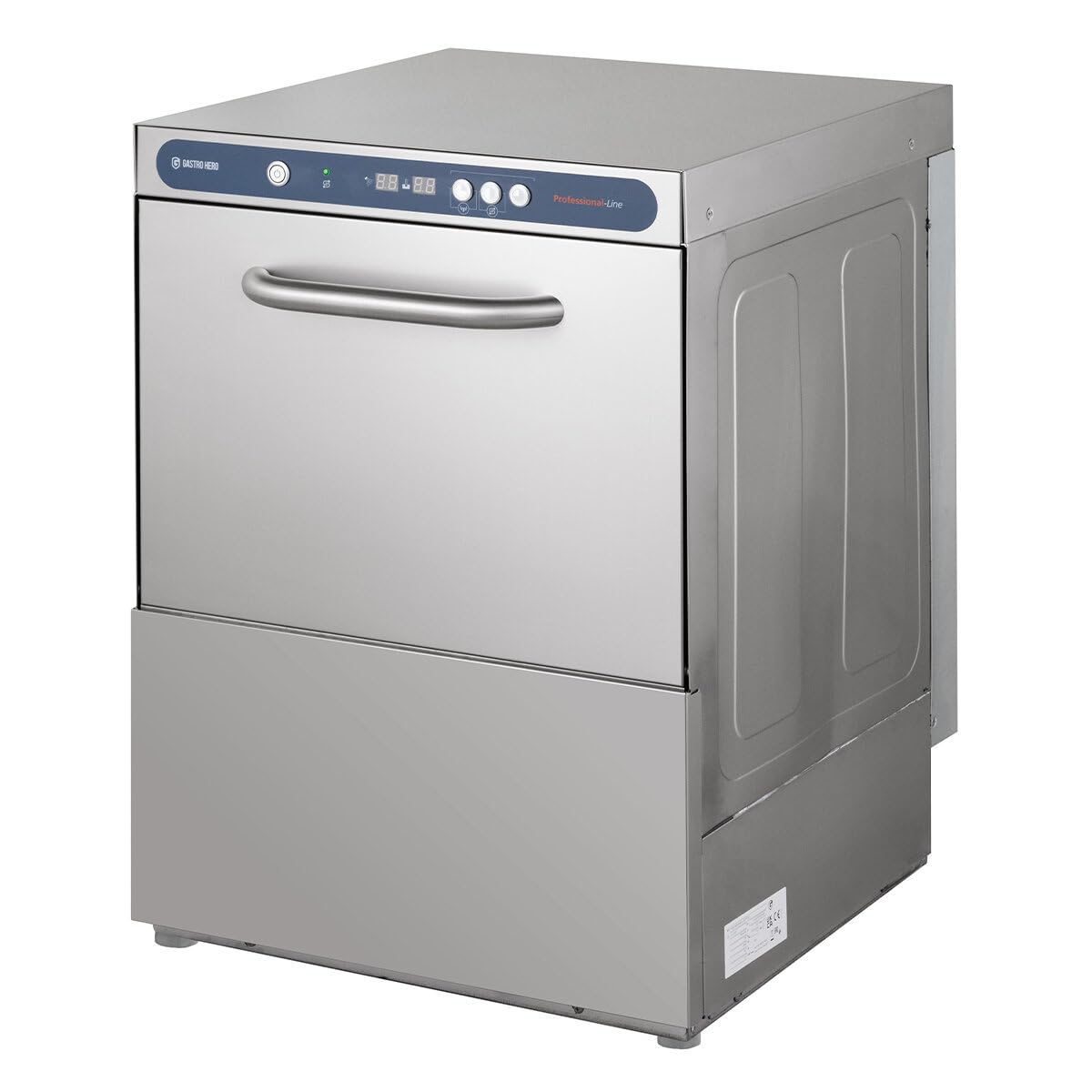 GastroHero Geschirrspülmaschine PROFI-GSM50SLE | Korbmaß 50×50 cm | Gastro Geschirrspüler Edelstahl | Reiniger- & Klarspüldosierer | mit Ablaufpumpe & Enthärter | 230 V | Made in Europe