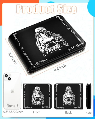 Bistup Boys Wallet Cute Leather Bifold Wallet for Men Women Cartoon Anime Cool Design Credit Card Cash Id Holder Rfid Blocking Black White Girl Bi Fold Small Wallets With Coin Pocket Slim Teens Youth2