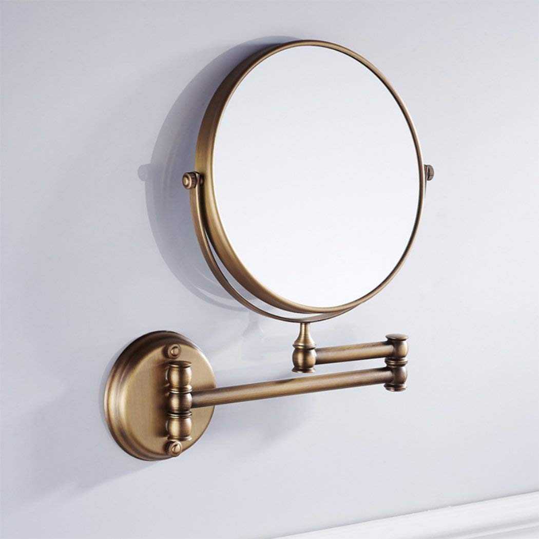 Miroir cosmétique rotatif en cuivre réglable pour petite salle de bain