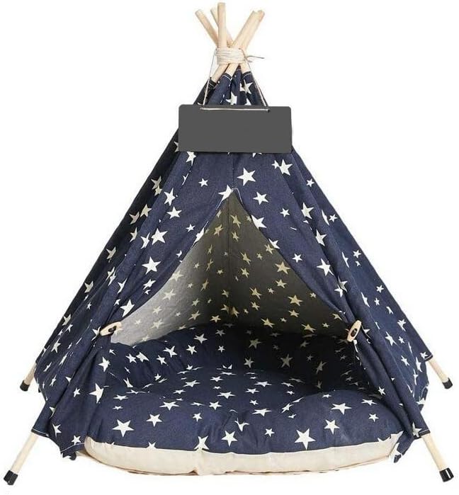 Pet Teepee Dog & Cat Portable Fold Away House with Cushion 20/28 Inch Tall for Pets Up to 15lbs