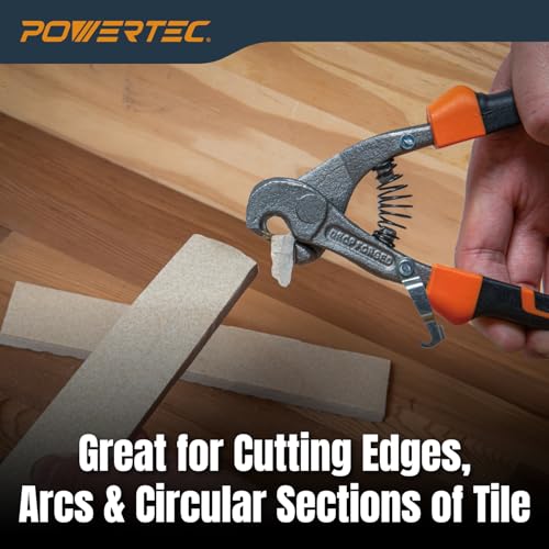 Image of POWERTEC Parrot Head Tile Nippers for Glass, Ceramic, Porcelain, and Mosaic, Ergonomic Soft Grip, Heavy Duty Blades Cuts and Trim Tile Up to 2 /5 inch Thick (71902) 1 Pack