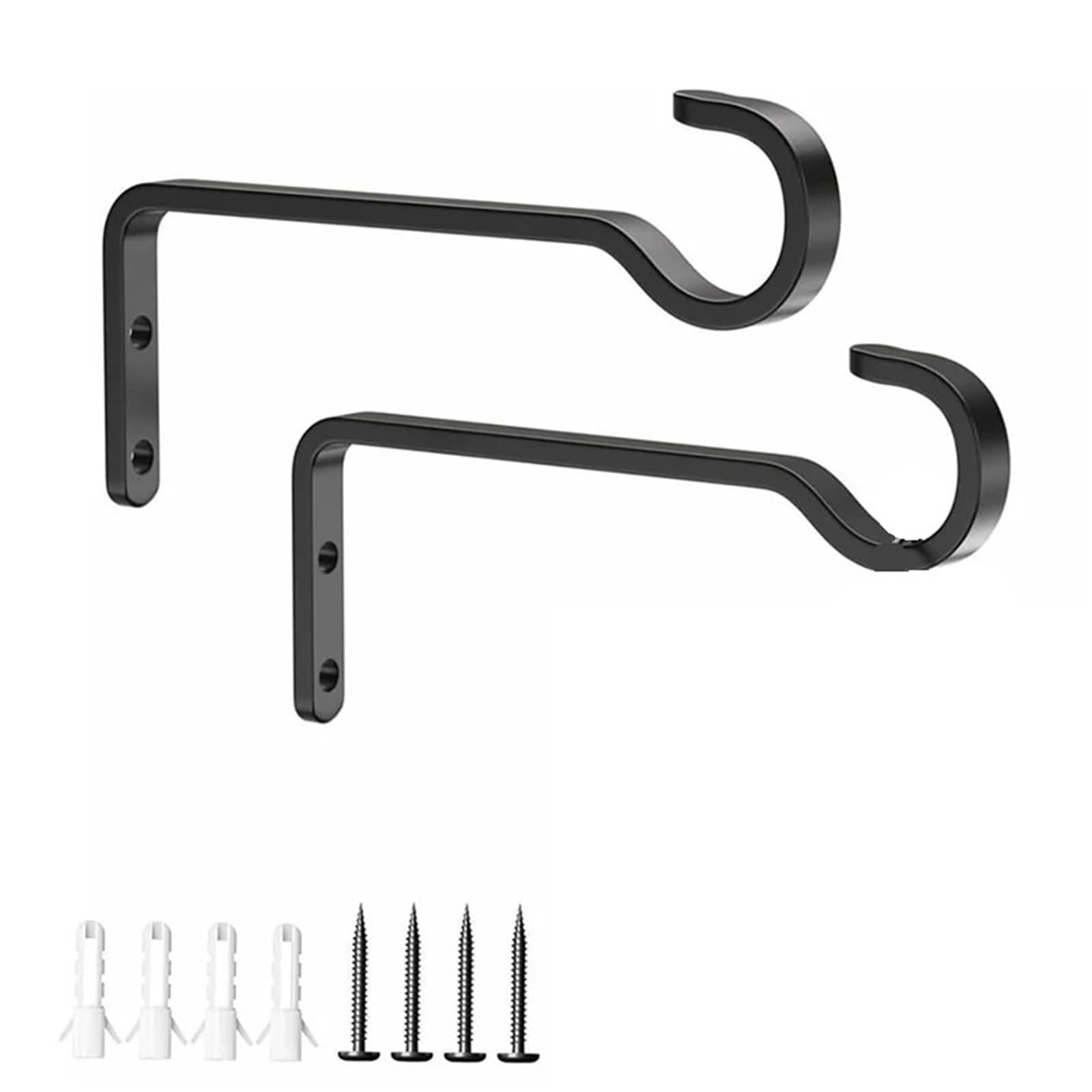 Huwoyg Black 2 Pcs Hooks For Hanging 8Inch Metal Plant Hanger Outdoor For Baskets, Wind Chimes For Plants