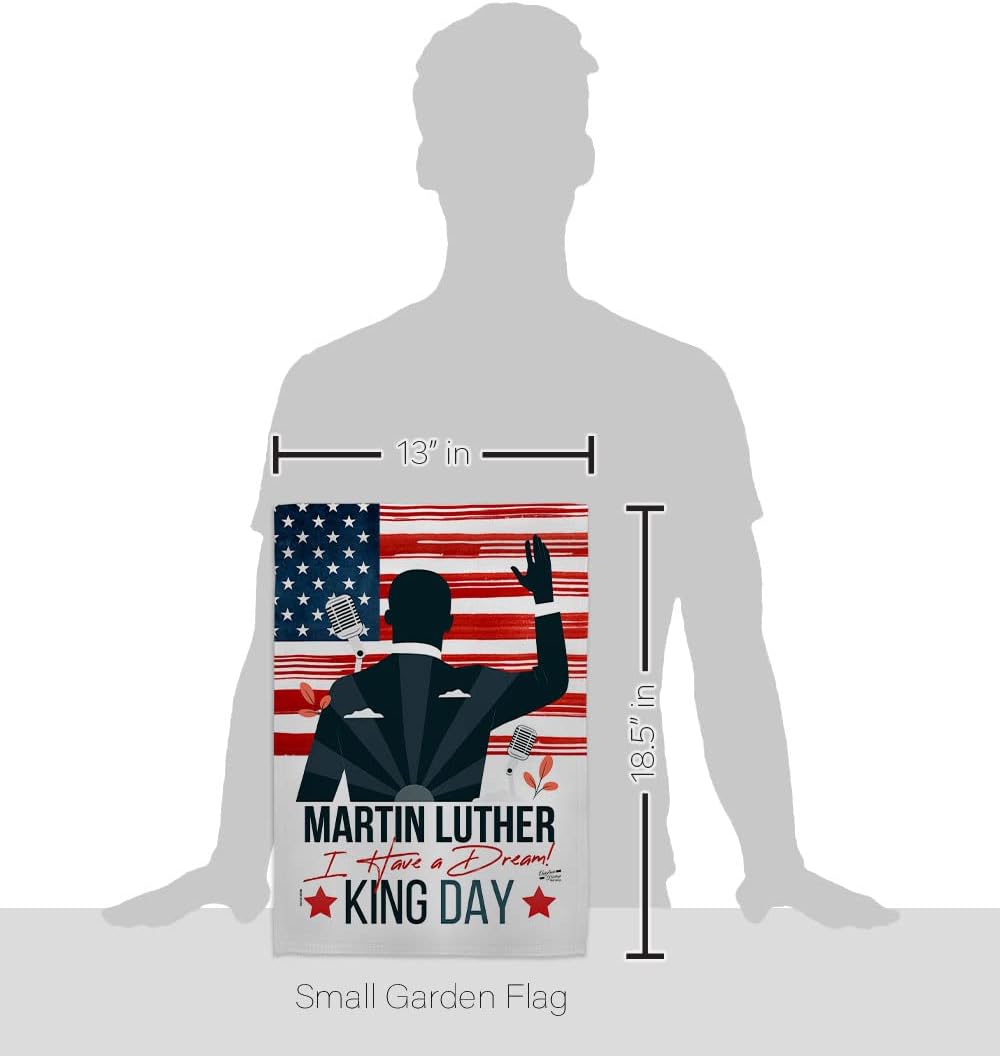 Martin Luther King Day Garden Flag - Set Wall Hanger Patriotic MLK Civil Right Stars United State American - House Decoration Banner Small Yard Gift Double-Sided Made In USA 13 X 18.5