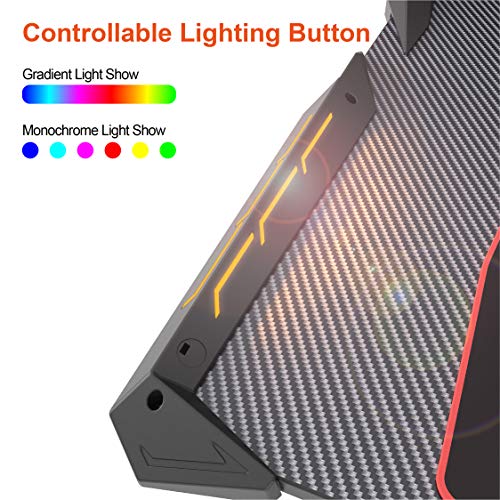 DESIGNA Gaming Desk with LED Lights, 44.5 inch Computer Desk Z-Shaped with Mouse Pad, Handle Rack, Cup Holder, Headphone Hook, Black - Thumbnail 7