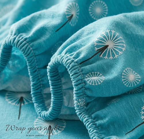 Image of VAS COLLECTIONS King Size Cotton Fitted Bedsheet (78 x 72 + 14 Inches) with Deep Pocket | 220 TC Soft Breathable Wrinkle Free Elastic Bed Sheet for King Mattress | (Sky Blue)