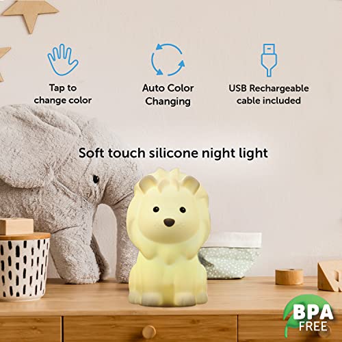 Globe Electric 13849 Lion Multicolor Changing Led Integrated Rechargeable Silicone Night Light, Table Lamp, Tap Light, White, Room Décor, Home Décor, Nightstand, Bedside Lamps, Led Lamp, Led Lights #TOP7