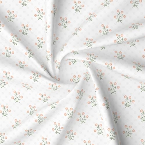 Image of Layers 100% Cotton Bedsheet for Double Size Bed | Lumina Floret Collection | 144 TC Soft & Breathable | Floral Print with 2 Pillow Covers | Wrinkle Free & Colorfast | 3 Piece Bedding Set - White & Red