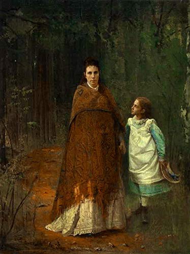 2 peintures à l'huile d'art célèbres Ivan Kramskoi portrait de l'épouse et de la fille sur toile