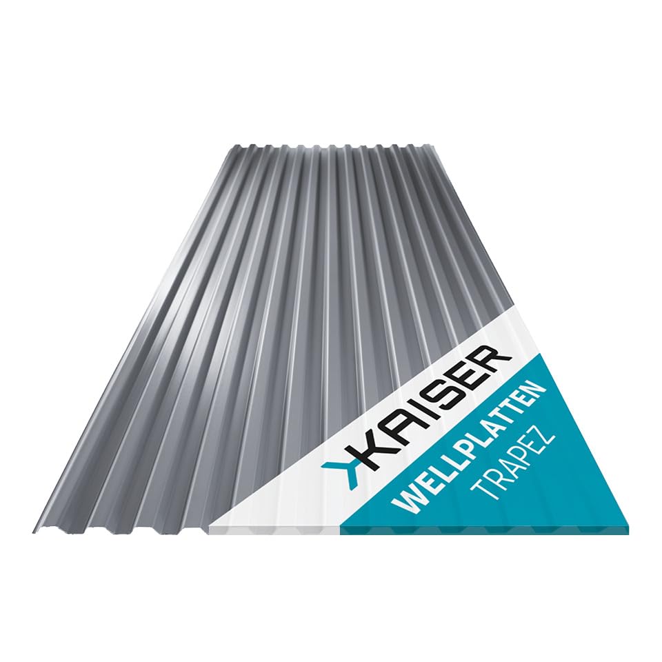 KAISER plastic® Wellplatte Grau | Wellplatten Dach, Welldach Kunststoff | Dachplatten wetterfest | Überdachung | Trapez 76/18 – 90 x 117 cm | 1 Stk.