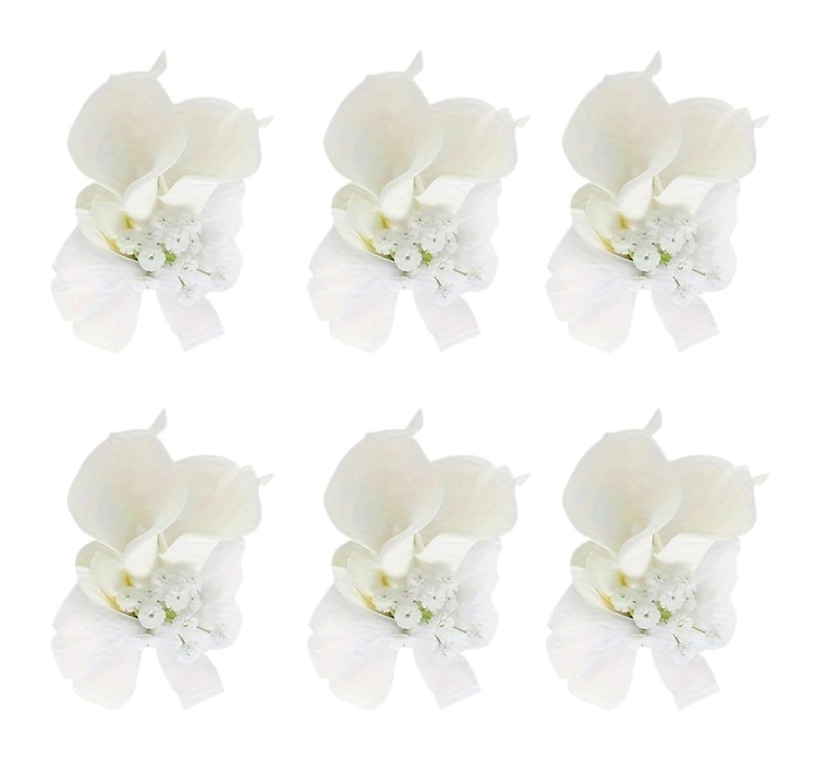 Bransoletka z bukietem róż, Ślubny stanik na nadgarstku sztuczny kwiat kalii z opaską nadgarstek szpilką białą(6 Pcs Wrist Flower)