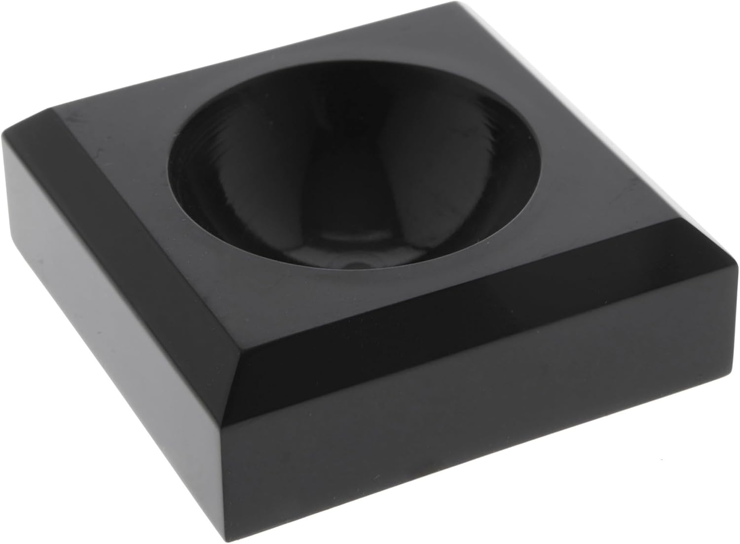 Plymor Black Acrylic Square Display Base with Indented Circle to Hold Egg, Marble, Ball or Sphere, 2" W x 2" D x 0.75" H (1.5" Circle), Pack of 12