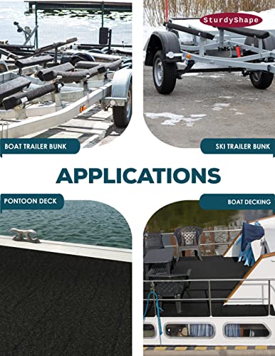 Sturdyshape Premium Boat Trailer Bunk Carpet Kit -The Marine Carpet Is 13Ftx12In 23Oz- Boat Bunk Board Carpet - Boat Bunk Carpet, Jet Ski Bunk/Boat Trailer Carpet (12Inch X 13Feet, Black, 1) #TOP4