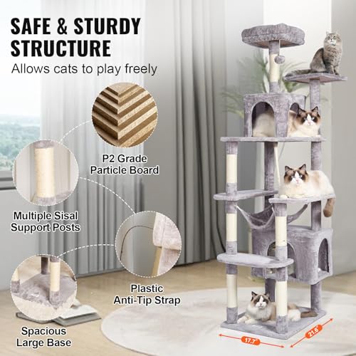 Torre para Gatos Indoor 72" con 2 Condos y Rascador miniatura 6