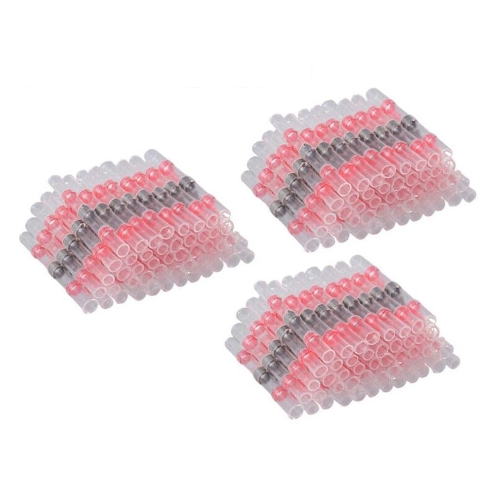 100 Pcs of Solder Seal Sleeve Heat Shrink Butt Wire Terminals Connector Red 22-18AWG
