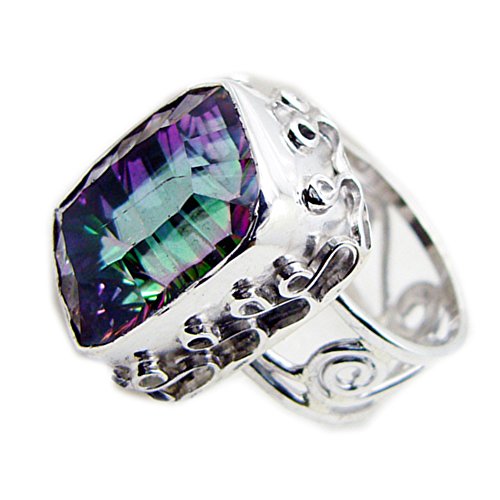 Quartz mystique en anneau d'argent 925 rétro pour sublimer votre mariage