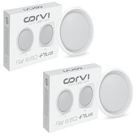 Corvi Flat 6 15-Watt LED Ceiling Light (Pack of 2, Warm White, Round)