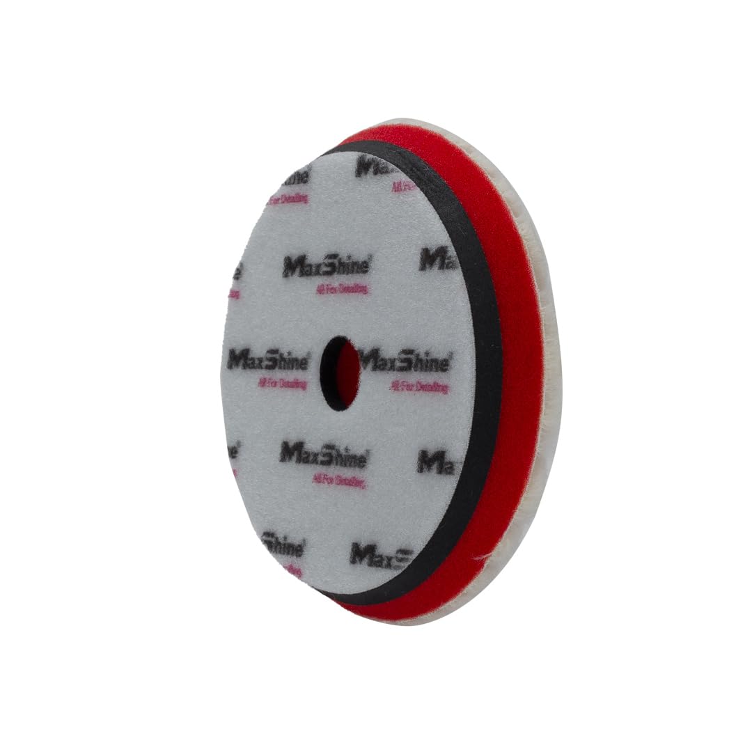 Maxshine Almohadilla de pulido de lana de 5 pulgadas para cortar, profesional, perfecta almohadilla de lana pulidora de doble acción, gancho y bucle, 100% lana natural, elimina agresivamente arañazos