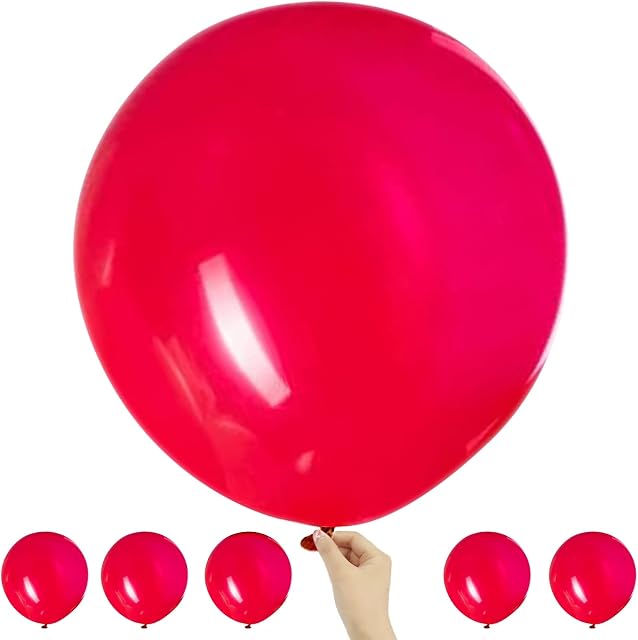 Bealif Red Balloons 6 Pack 18 Inch Strong Thicken Shiny Latex Balloons for Happy Birthday Kids Party Weddings Anniversary Bridal Valentines Graduation Carnival Proposal Events Decorations