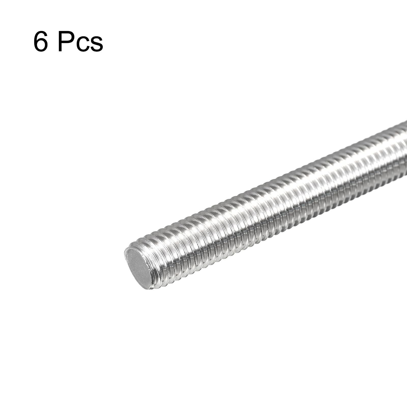 QUARKZMAN 6 Pcs Tige Filetée M12 x 200mm 1.75mm Pas de Filetage en Acier Inoxydable 304 Tiges Filetées Entièrement à Droite, Goujons de Barre pour Réparation, Bricolage
