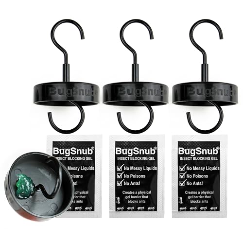 BugSnub Hanging Ant Guard (3-pack)- Waterless Ant Defense for Hummingbird Nectar Feeders Unique Upside-down Design No Liquid Moat Metal Hooks