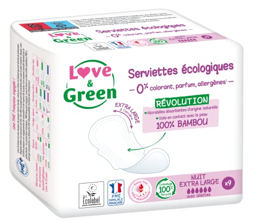Love & Green Servilletas ecológicas "Nuit EXTRA LARGE" - 9 piezas - 0% colorante, perfume, alérgenos Cover
